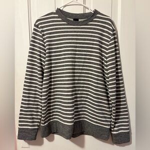 H&M Men’s Gray & White Striped Crewneck Sweatshirt – Size M